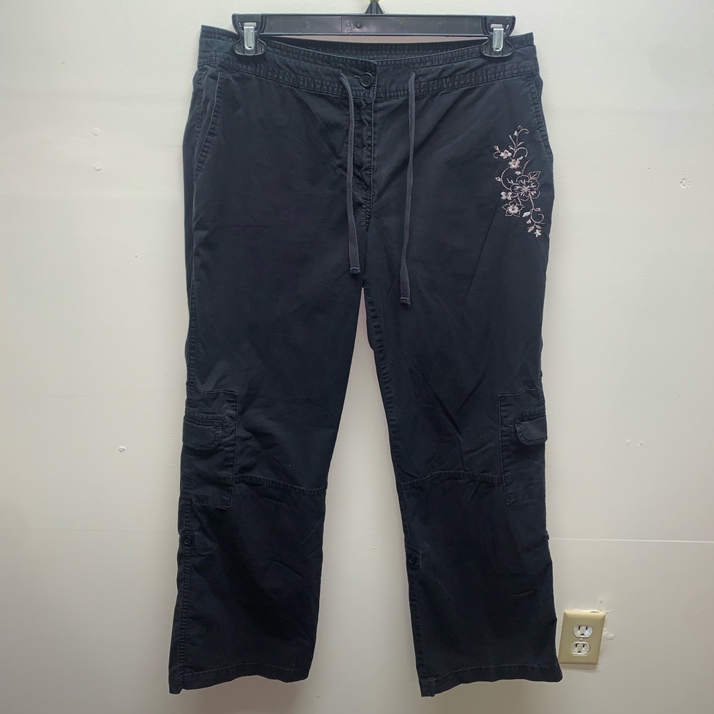 Black Embroidered Cargo Pants
